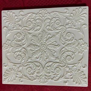 Vintage Lenox China French White Trivet Carved Floral